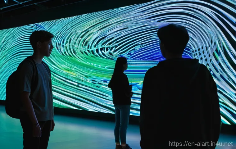 AI 예술과 퍼포먼스 아트 - **Prompt:** A young female artist, wearing a stylish but modest long-sleeved top and high-waisted tr...