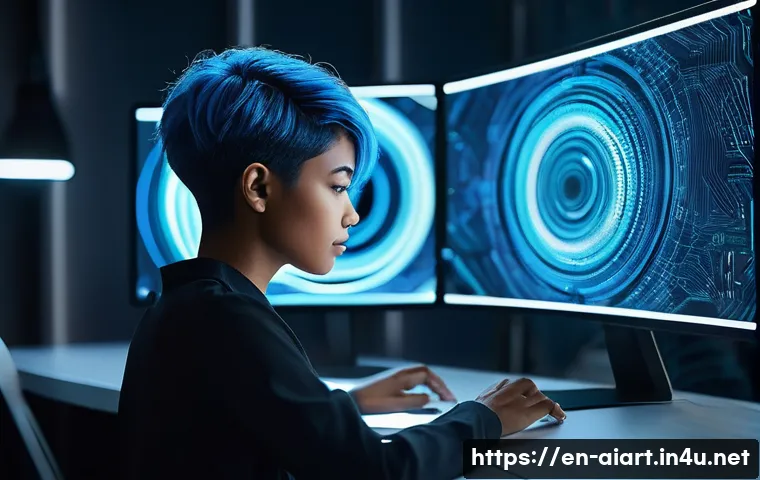 AI 예술가 - **Prompt 1: Futuristic Digital Artist at Work**
    "A young, diverse female artist in her mid-20s, ...